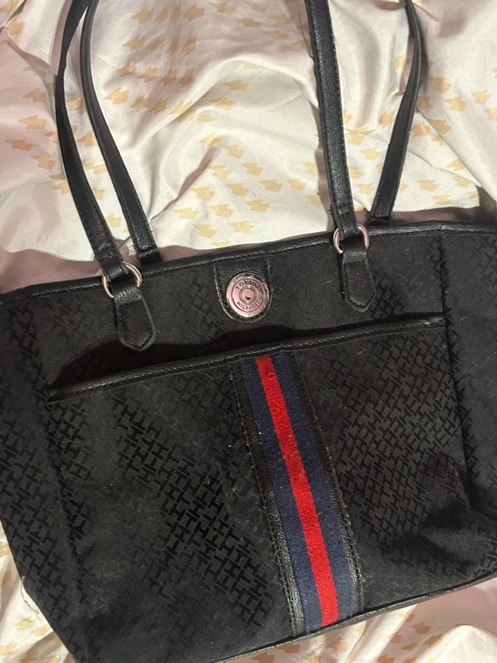 Tommy Hilfiger Tote Bag with Red and Blue Stripe - Women's Handbag
